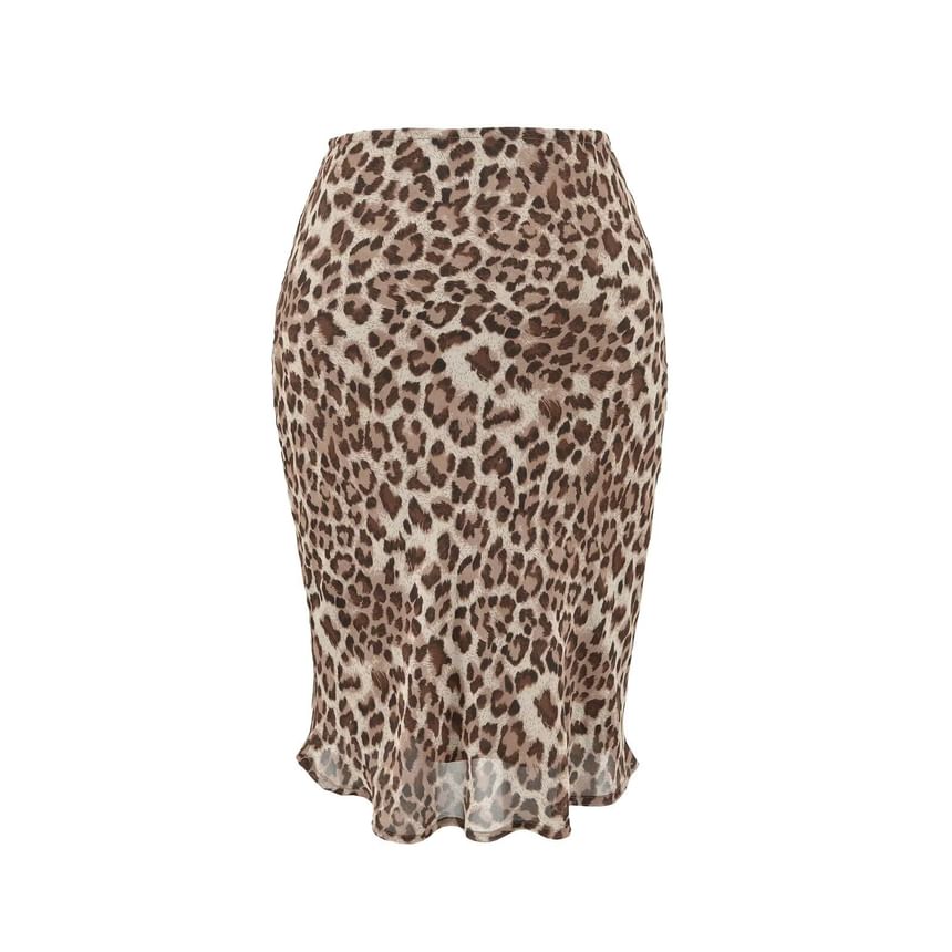 High Waist Leopard Print Mesh Mermaid Skirt (Various Designs)