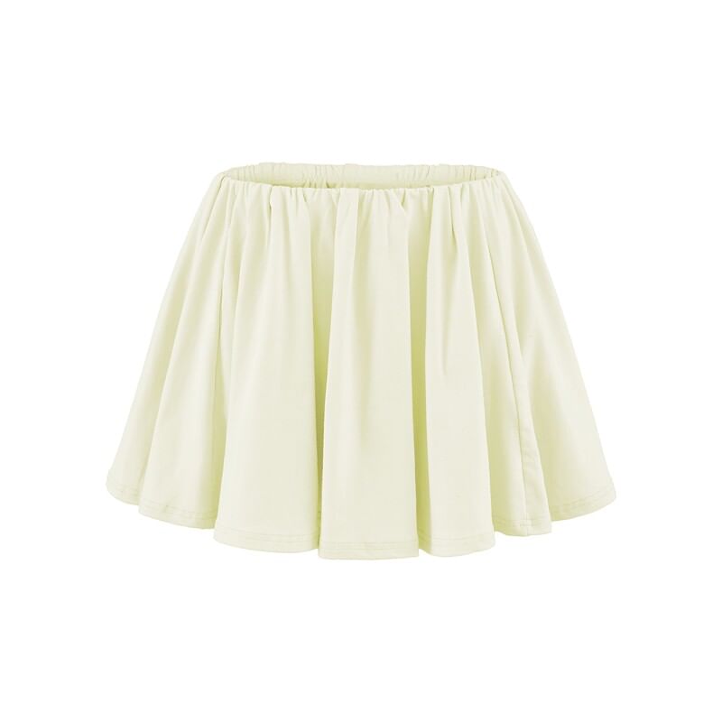Elastic Waist Plain Mini A-Line Skirt