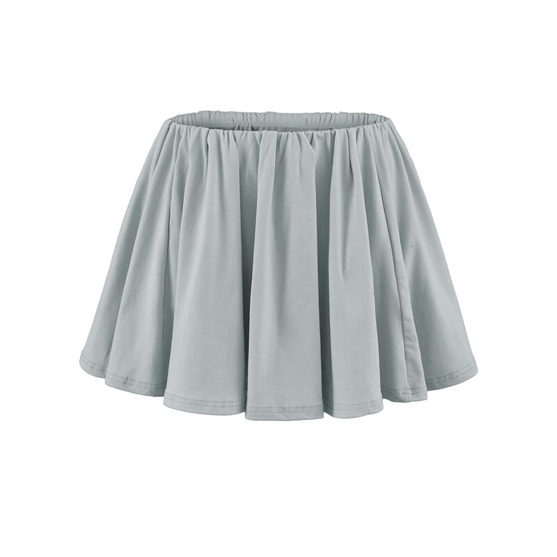Elastic Waist Plain Mini A-Line Skirt