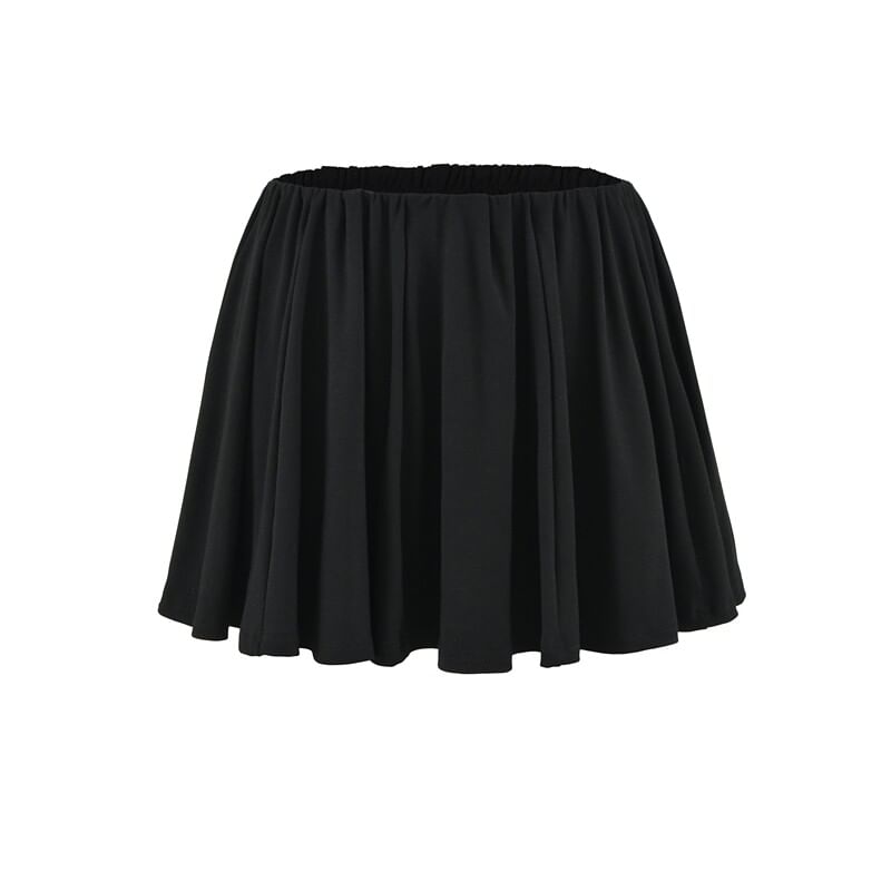 Elastic Waist Plain Mini A-Line Skirt