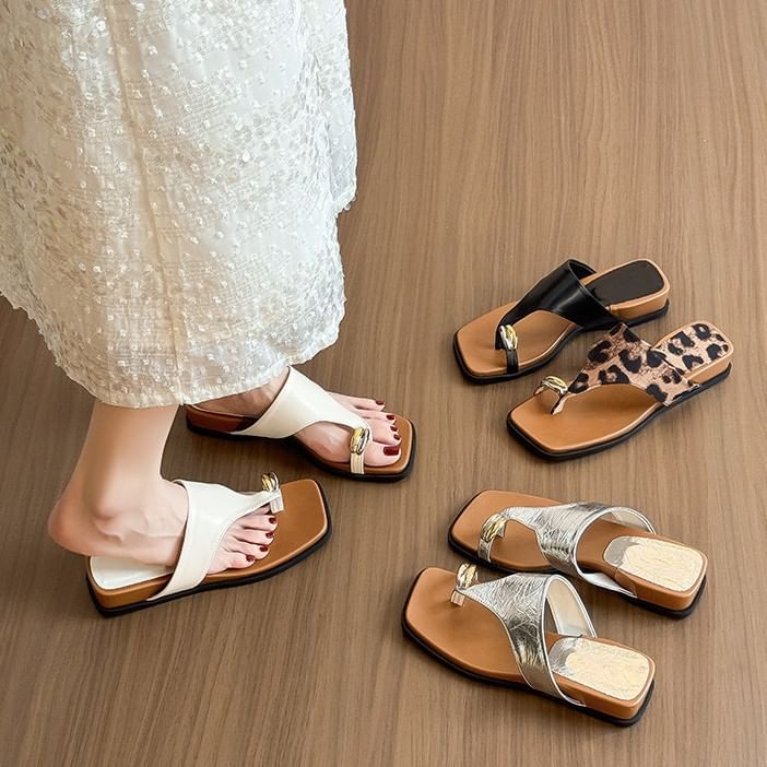 Wedge Heel Square Toe Sandals