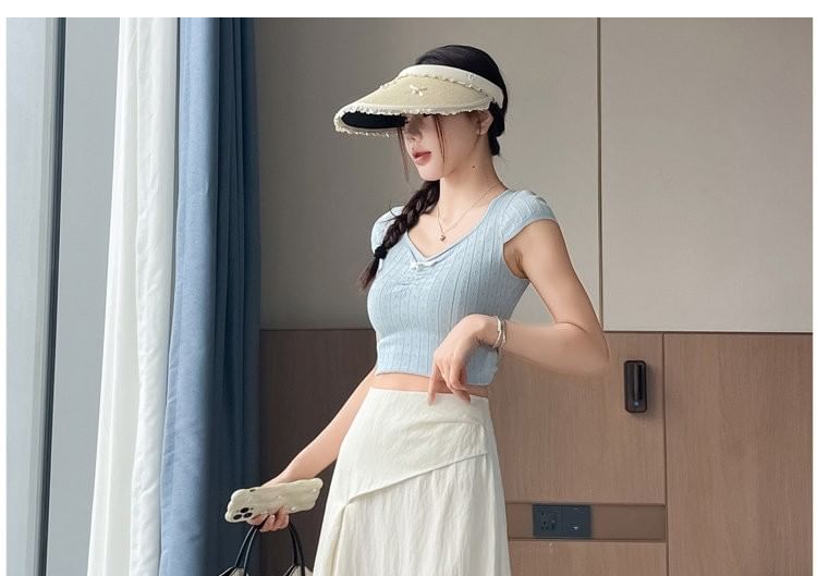 High Waist Plain Slit Midi A-Line Skirt
