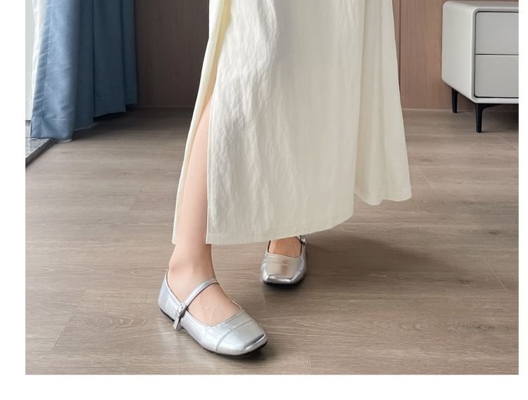 High Waist Plain Slit Midi A-Line Skirt