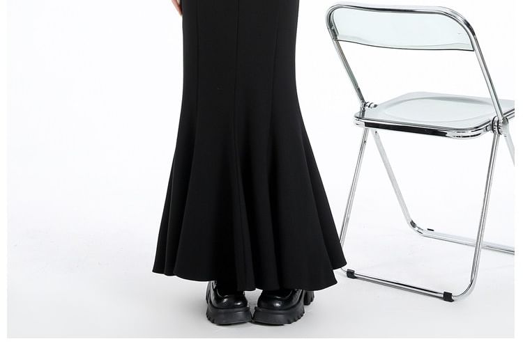 High Waist Plain Maxi Mermaid Skirt