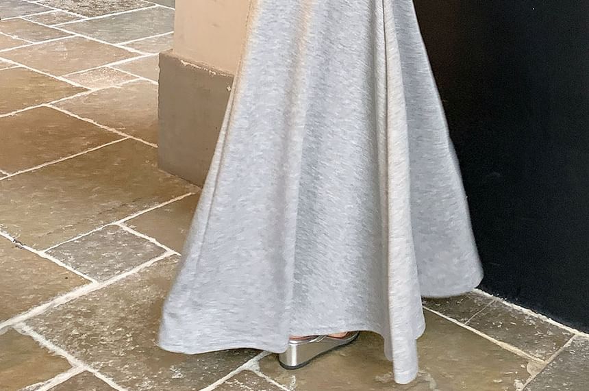 High Waist Plain Maxi A-Line Skirt