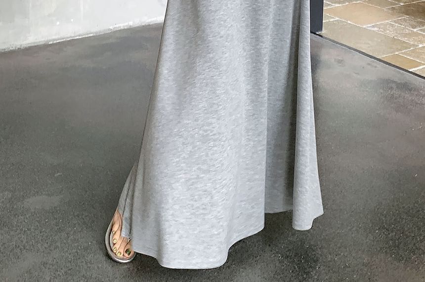 High Waist Plain Maxi A-Line Skirt