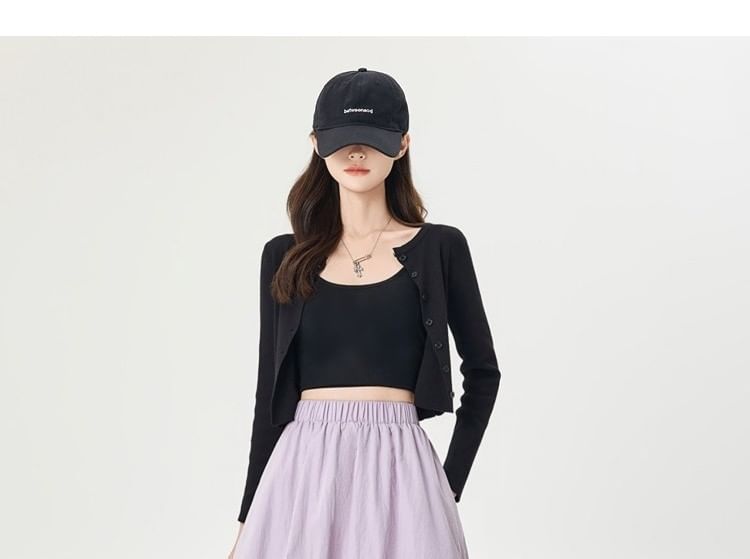 High Waist Plain Mini Balloon Skirt