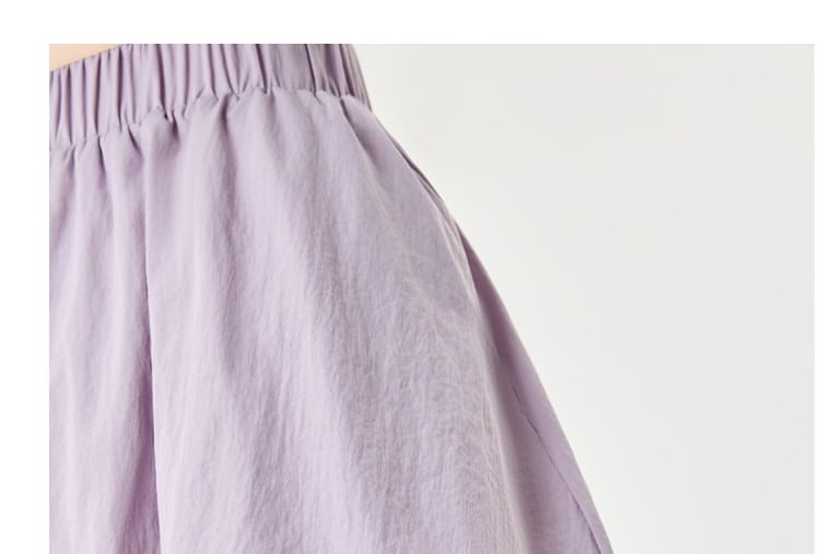 High Waist Plain Mini Balloon Skirt