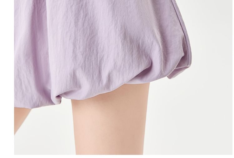 High Waist Plain Mini Balloon Skirt
