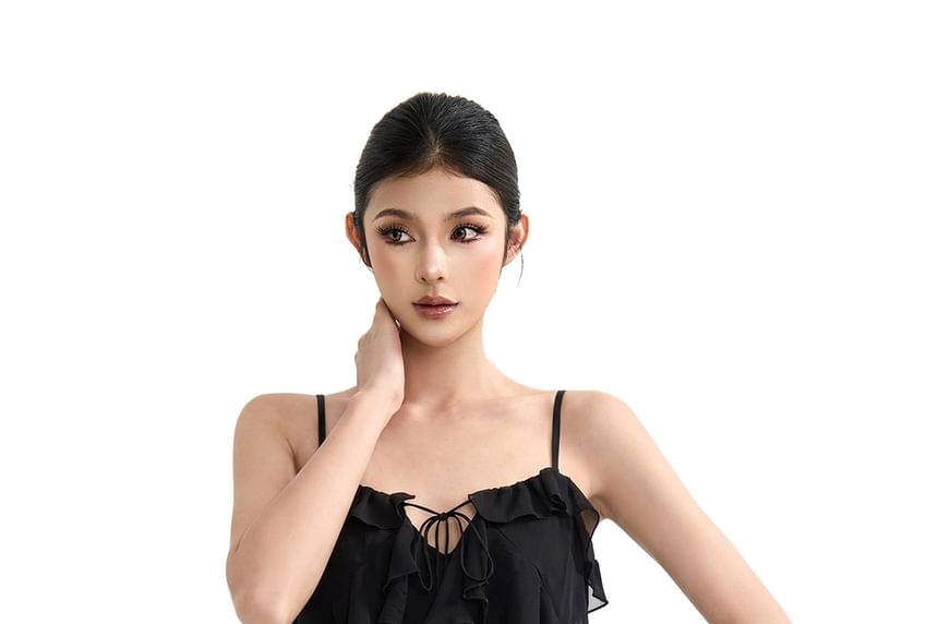 Ruffled Front Tie Camisole Top