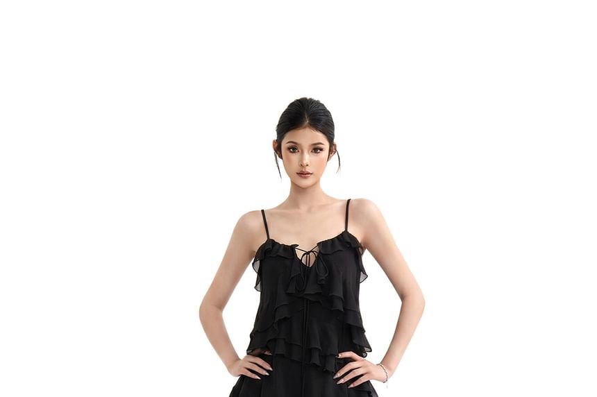 Ruffled Front Tie Camisole Top