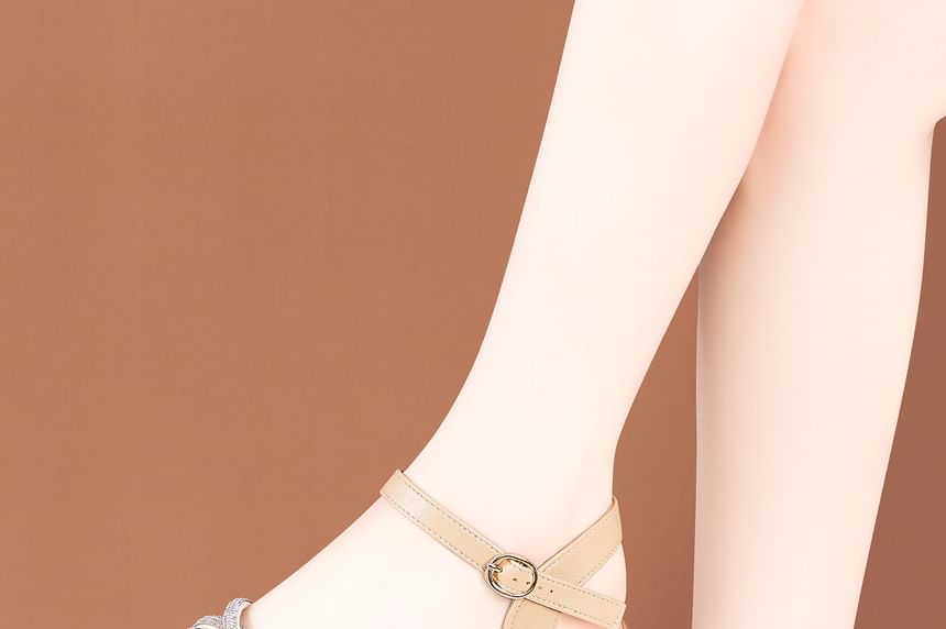 Wedge Heel Glitter Strap Sandals