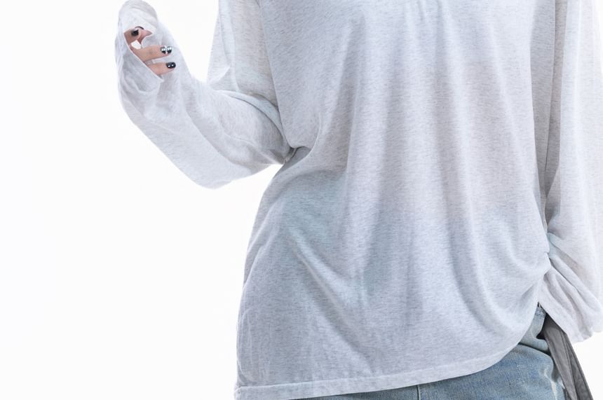 V-Neck Contrast Trim Long-Sleeve T-Shirt