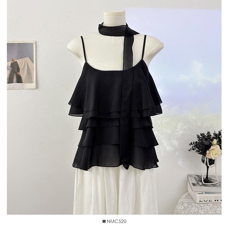 Scoop Neck Ruffled Camisole Top