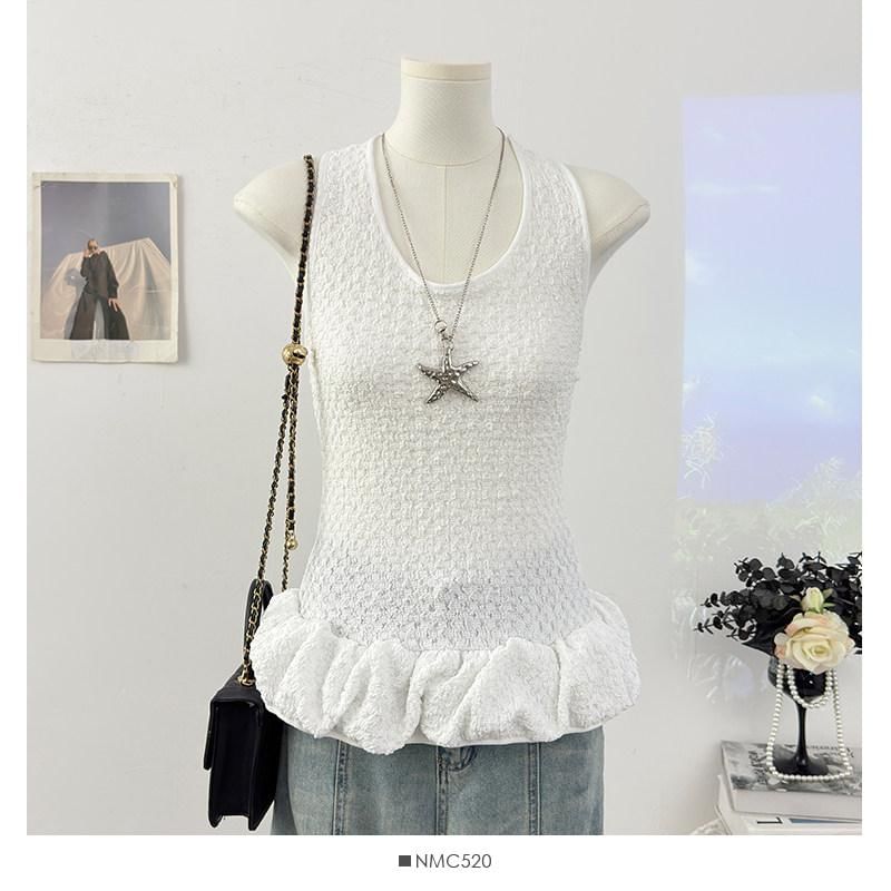 U-Neck Ruffled Tank Top