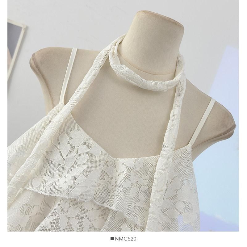 V-Neck Lace Camisole Top & Twilly Set