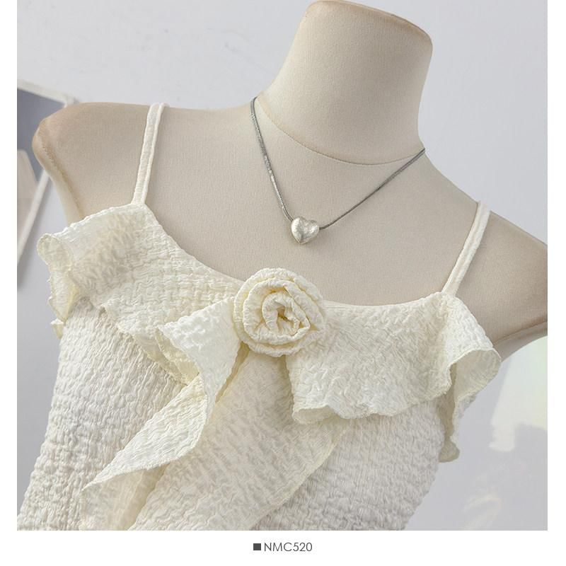 Floral Accent Ruffled Camisole Top