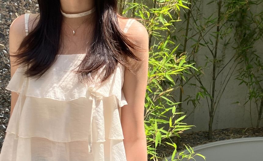 Tiered Square Neck Plain Camisole Top