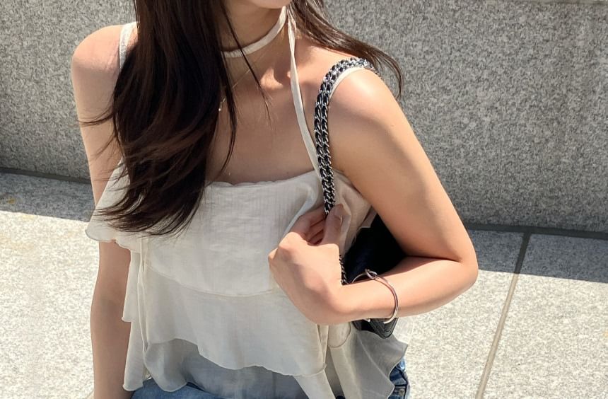 Tiered Square Neck Plain Camisole Top