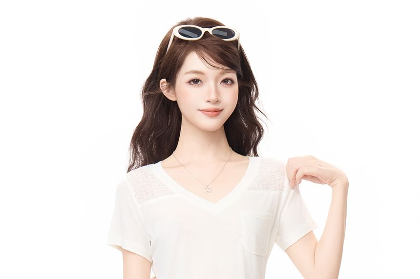 Short Sleeve V Neck Plain Slim Fit T Shirt