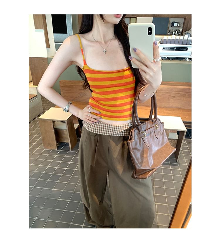 Spaghetti Strap Scoop Neck Striped Camisole Top