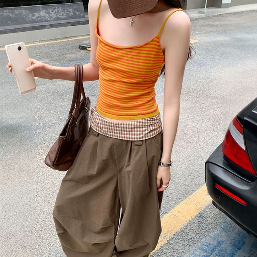 Spaghetti Strap Scoop Neck Striped Camisole Top