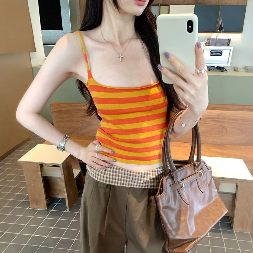 Spaghetti Strap Scoop Neck Striped Camisole Top