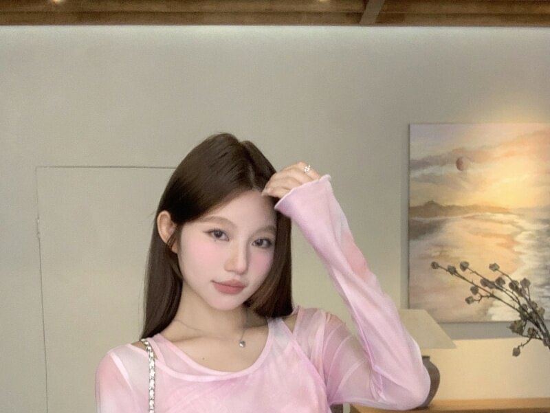 Long-Sleeve Mock Two Piece Tie-Dye T-Shirt