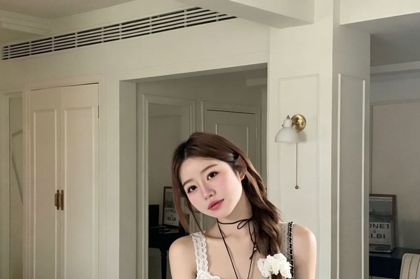 Spaghetti Strap Square Neck Plain Button Camisole Top