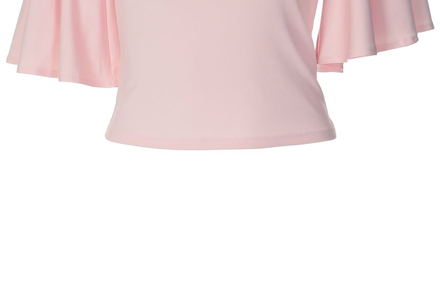 Cold Shoulder Bell Sleeve Slim-Fit T-Shirt