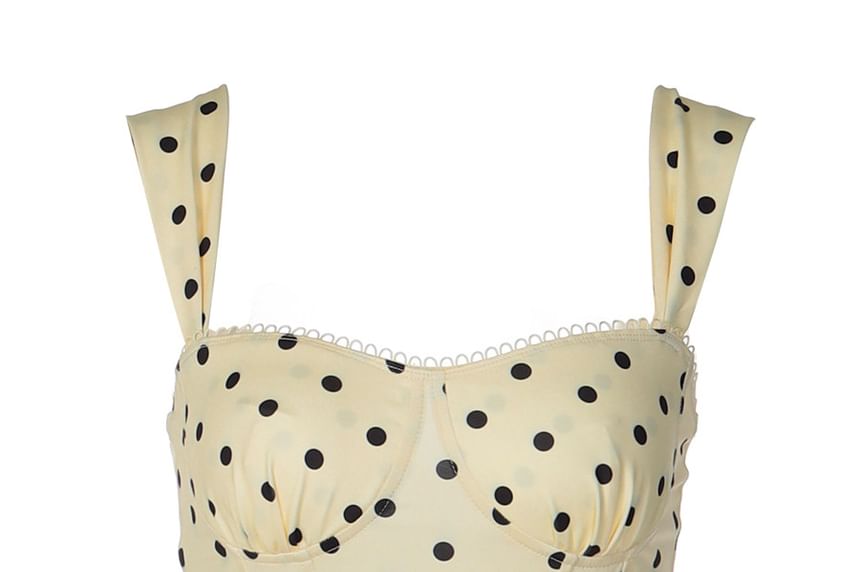 Polka Dot Square-Neck Corset Tank Top