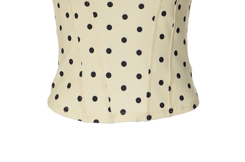 Polka Dot Square-Neck Corset Tank Top
