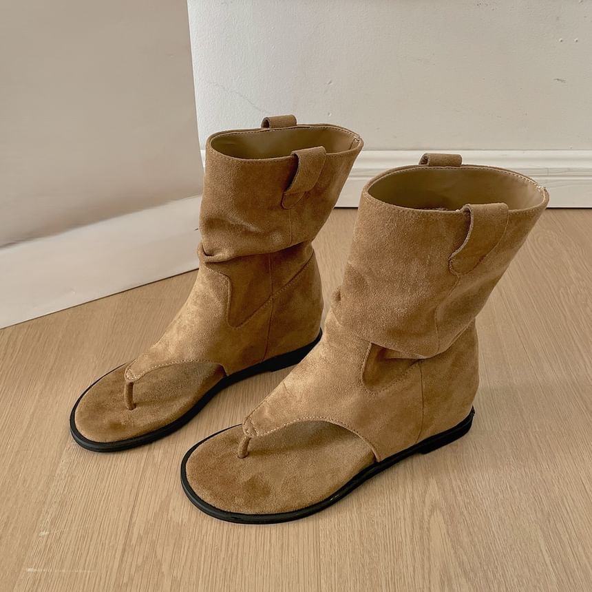 Faux Suede Thong Sandals