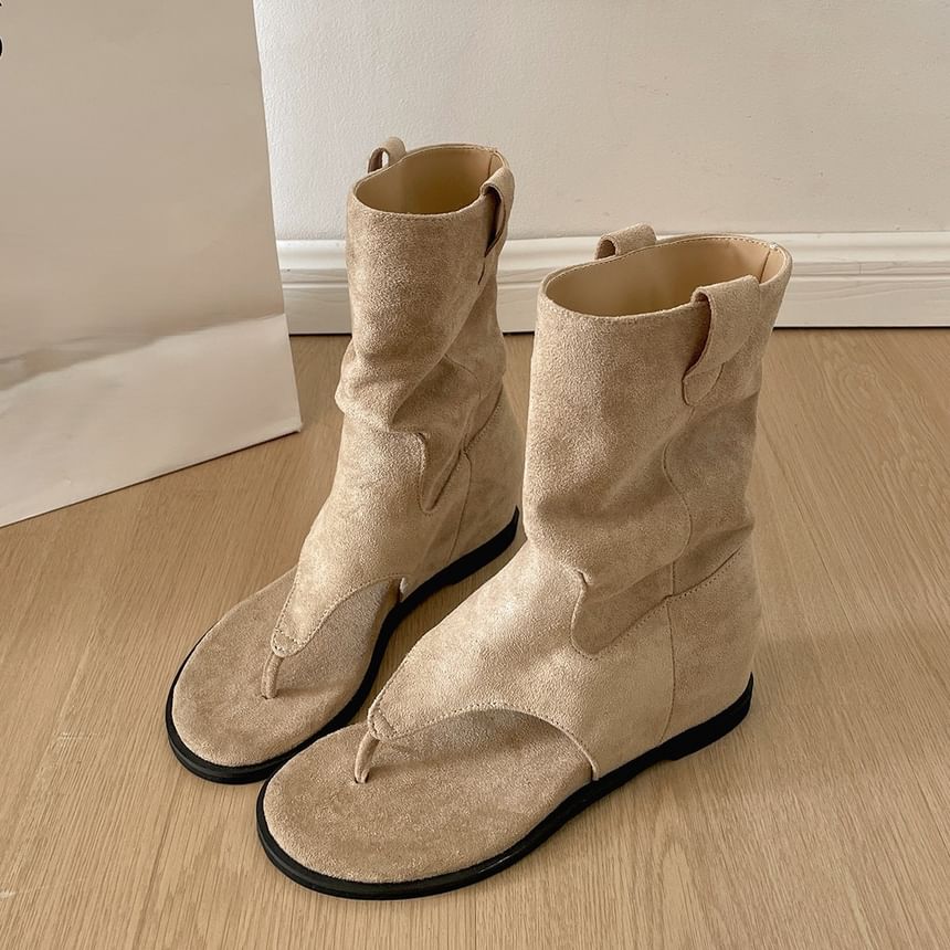 Faux Suede Thong Sandals