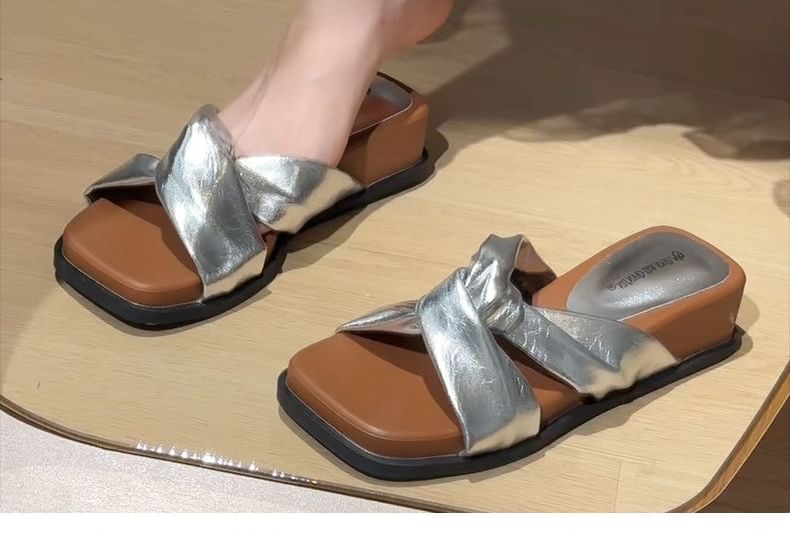 Platform Ruched Slide Sandals