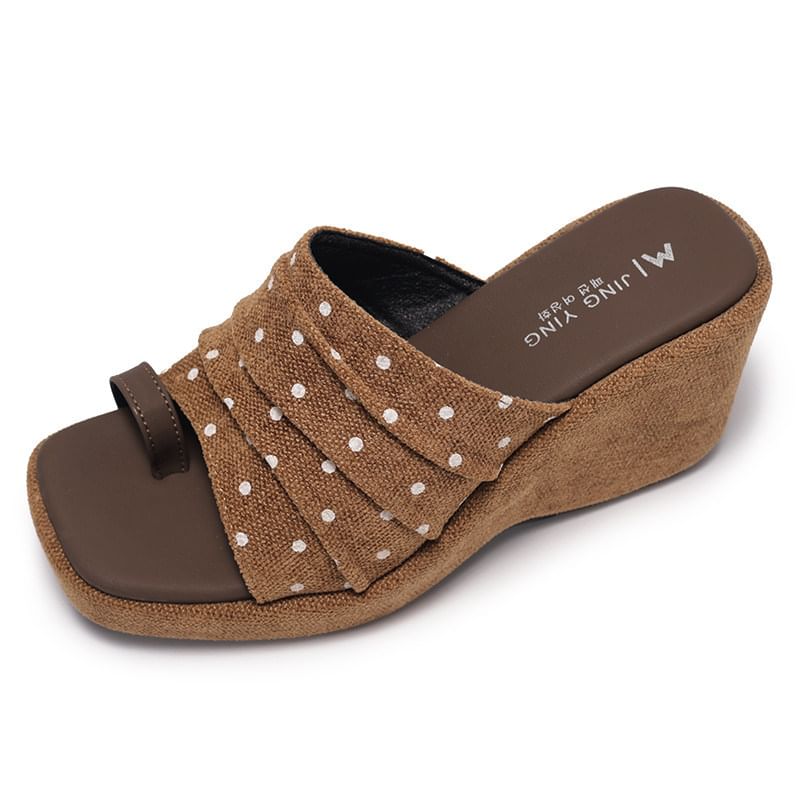 Platform Polka Dot Wedge Slide Sandals