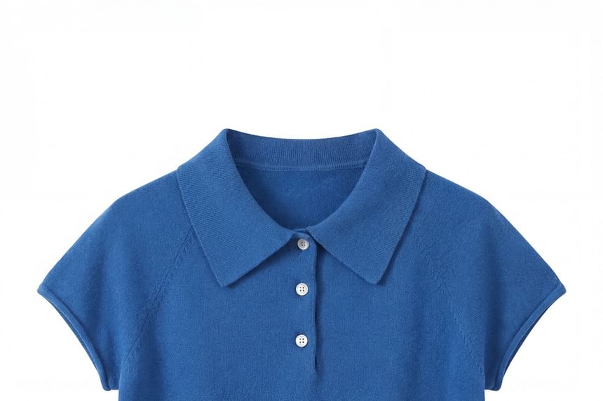 Short Sleeve Plain Knit Polo Shirt