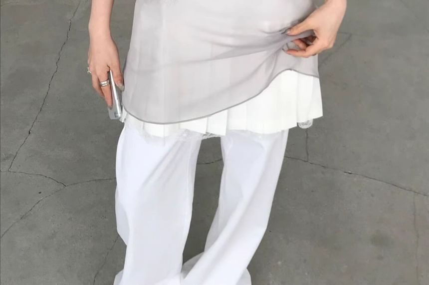 V-Neck Plain Flowy Camisole Top