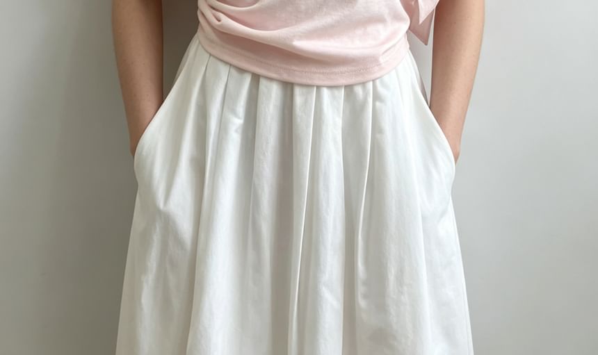 Knot-Front Slim Tee with Cutout Shoulders