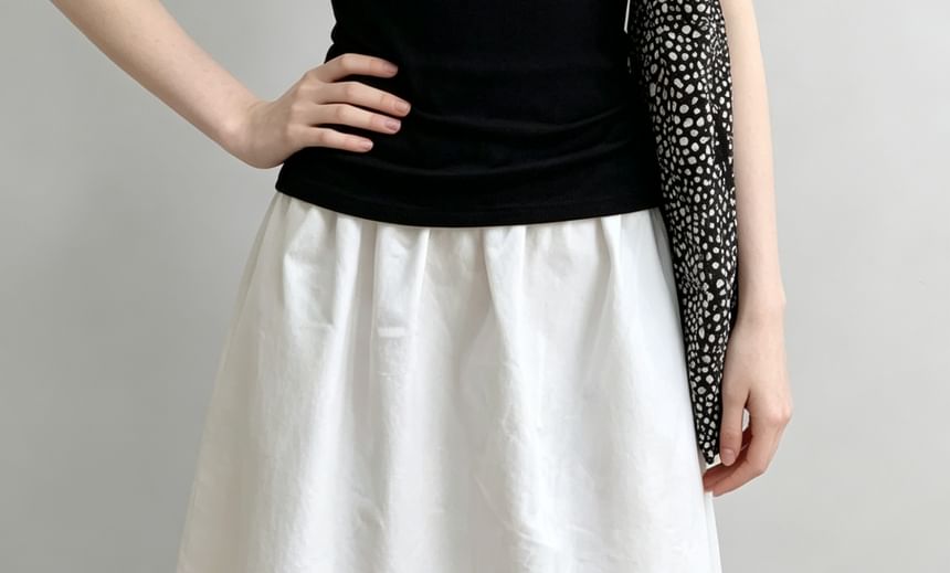 Color-Block Mock Two-Piece Collared Top