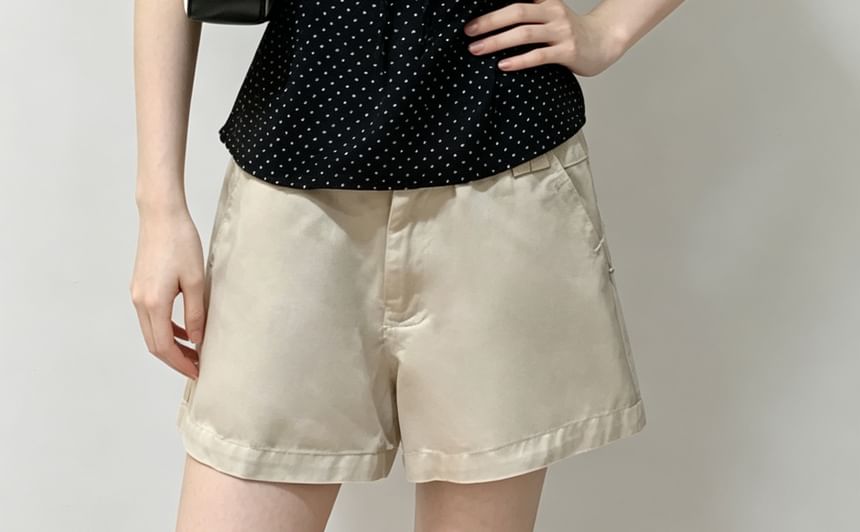 Polka Dot Lace-Trim Collared Tie-Front Short Sleeve Blouse