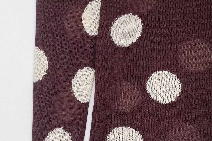 Long Sleeve Crew Neck Polka Dot Knit Top