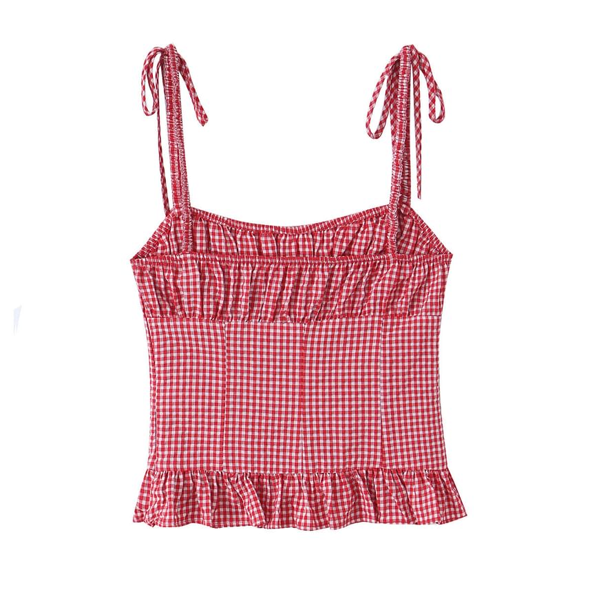 Gingham Shirred Camisole Top