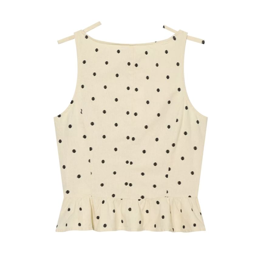 Sleeveless Striped Blouse Polka Dot Blouse Mid Rise Shorts