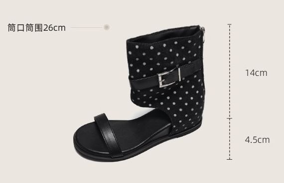 Hidden Wedge Polka Dot Panel Sandals