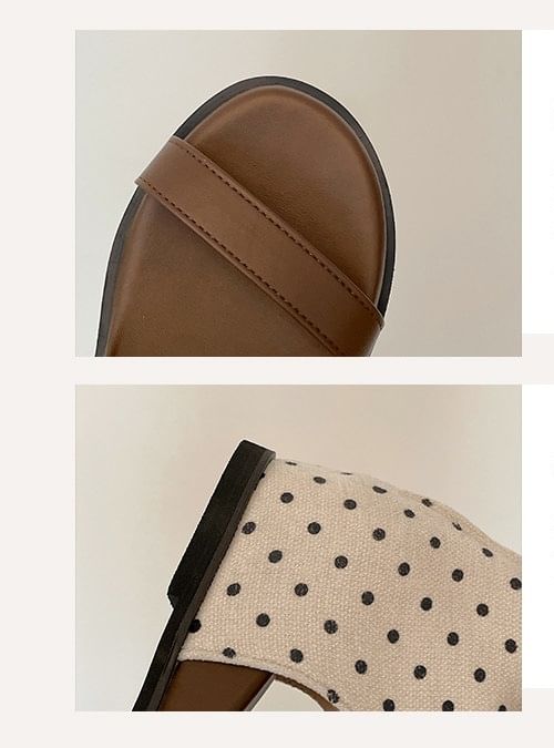 Hidden Wedge Polka Dot Panel Sandals