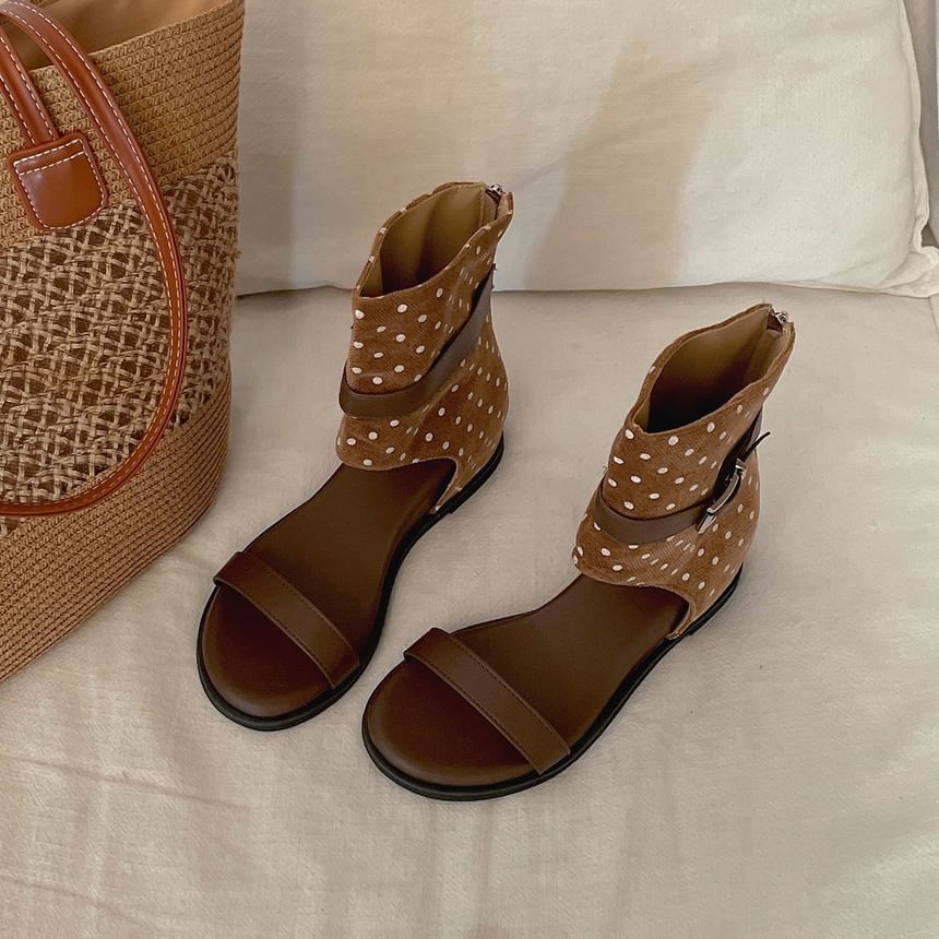 Hidden Wedge Polka Dot Panel Sandals