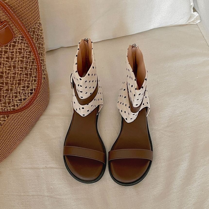 Hidden Wedge Polka Dot Panel Sandals