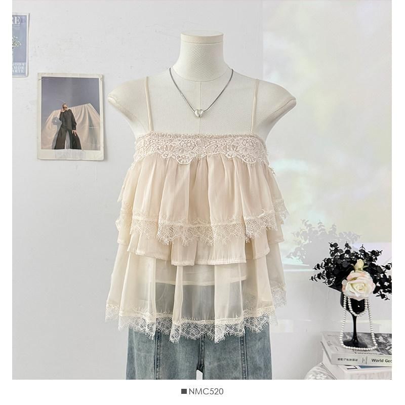Layered Lace Camisole with Tiered Hem