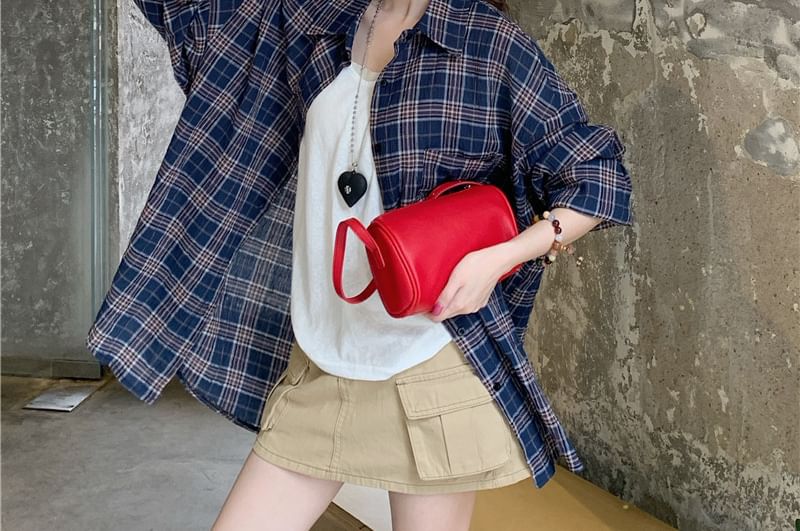 Long-Sleeve Plaid Button-Up Shirt
